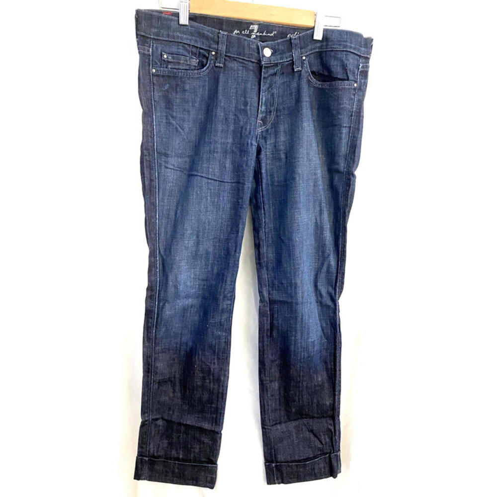 7 FOR ALL MANKIND NEW! Dark WashEdie Flood Cuff Hem Jeans Sz 31  -012